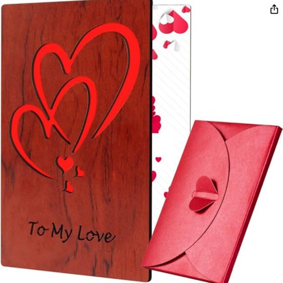 Breezy Valley Wooden Greeting Valentines Day Card - Picture 1 of 8